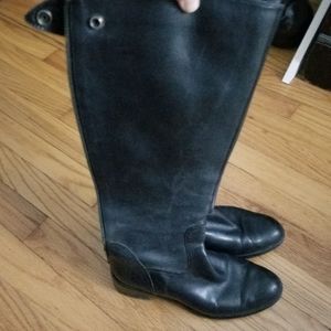 Black leather knee boots